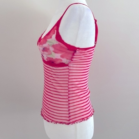 Rare Vintage Y2K Victoria’s Secret rare poppies & stripes micro mesh cami top - Picture 3 of 6